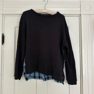 Pilcro Black and Blue Plaid Sweatshirt